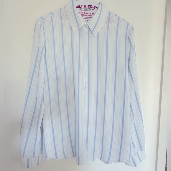 Philosophy Blue and White Button Down Shirt with Classic Stripes - Picture 2 of 4